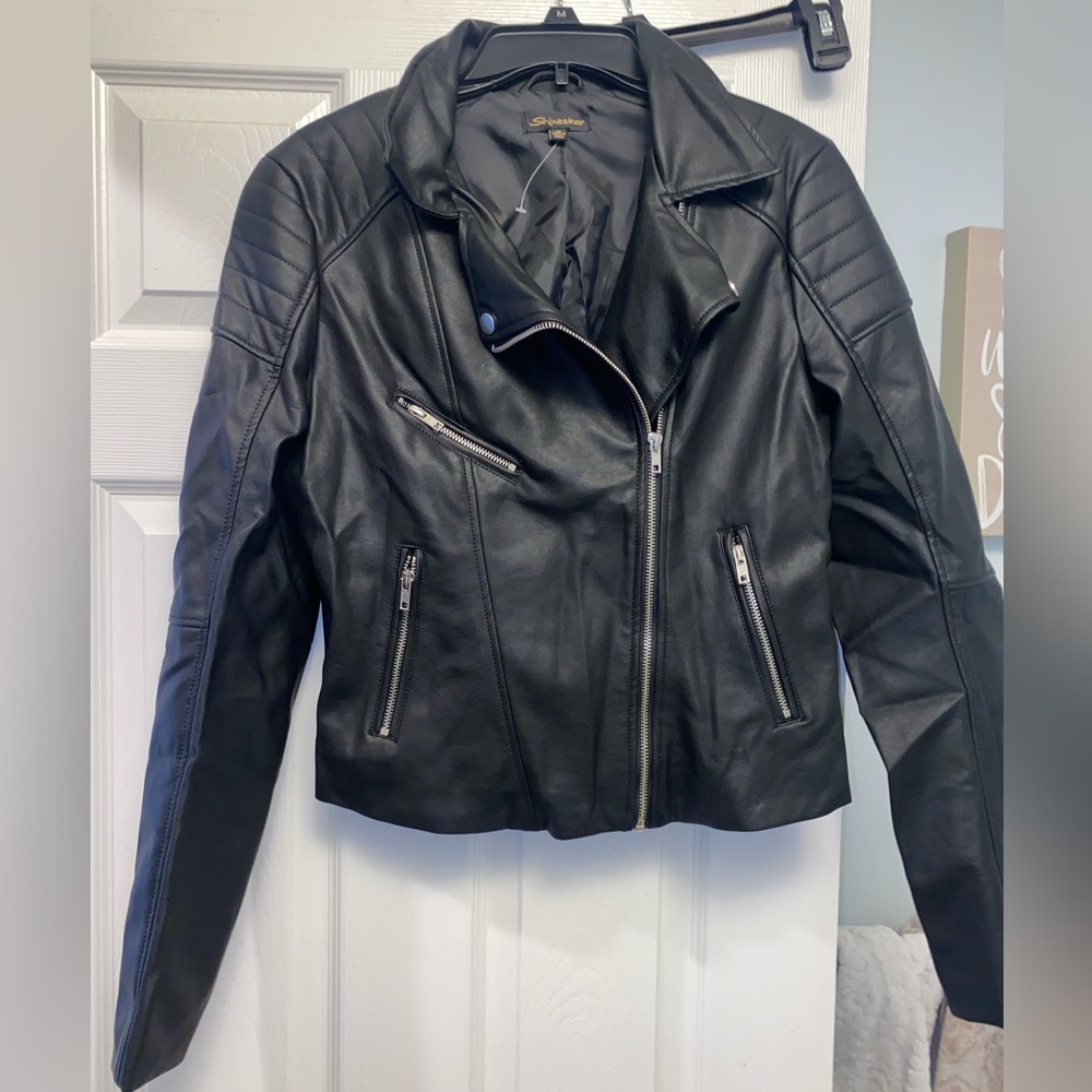 Faux Leather Jacket with silver details